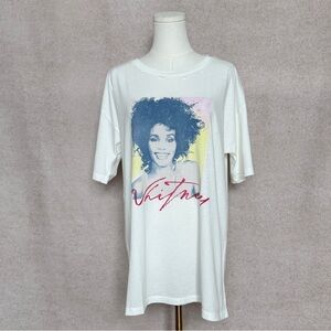 Oversized Graphic Iconic Whitney Houston Distressed Vintage Lived In Tee